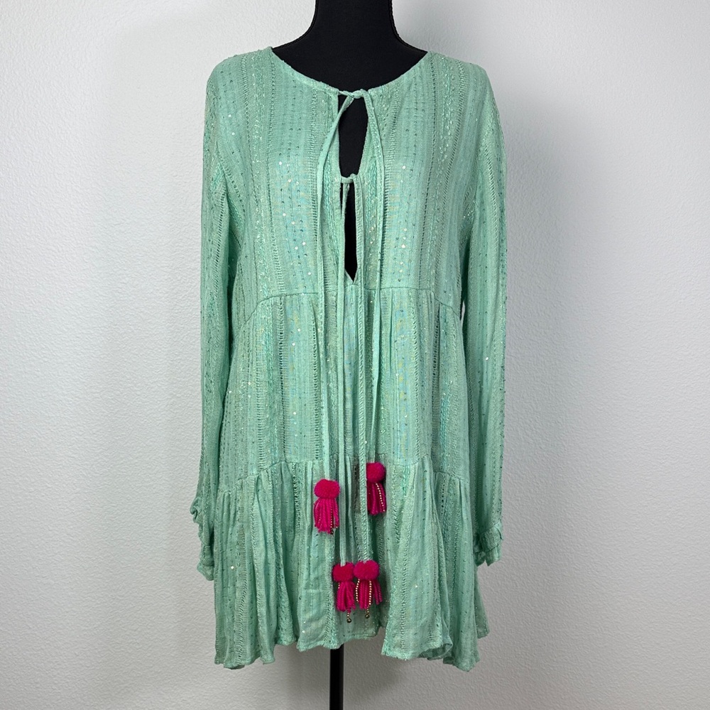 Sundress Neo Short Dress in Petra Aqua & Pink - Revolve NWT